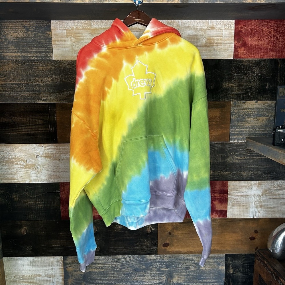 Drew House Tie Dye Rainbow Toronto Maple Leafs Bear Hoodie Sweatshirt Medium